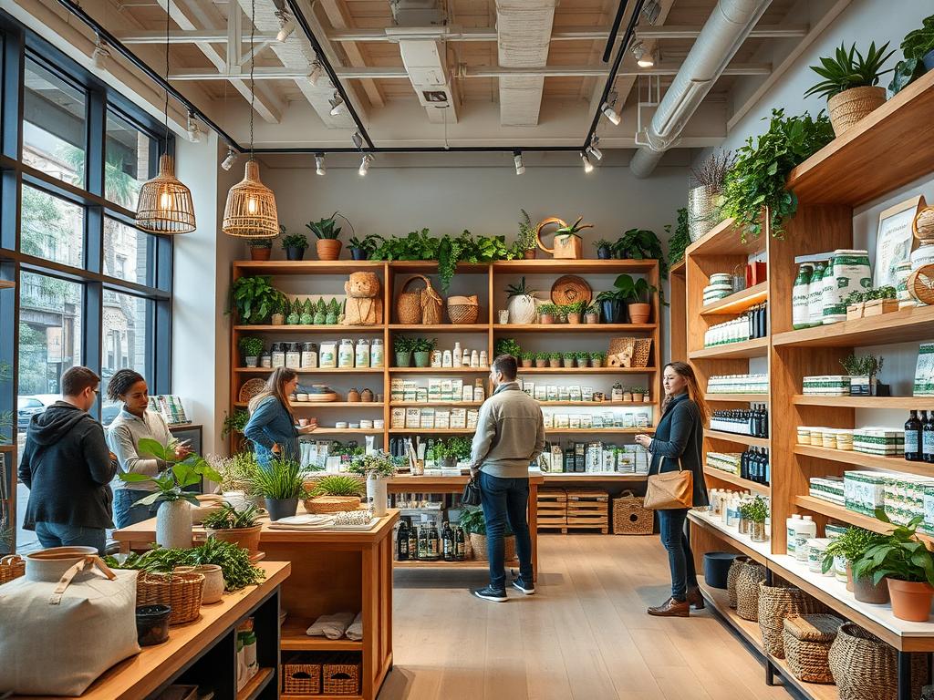 Eco-friendly retail store in Luxembourg displaying sustainable products