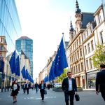 Luxembourg business district with modern office buildings where foreigners can start a business in Luxembourg