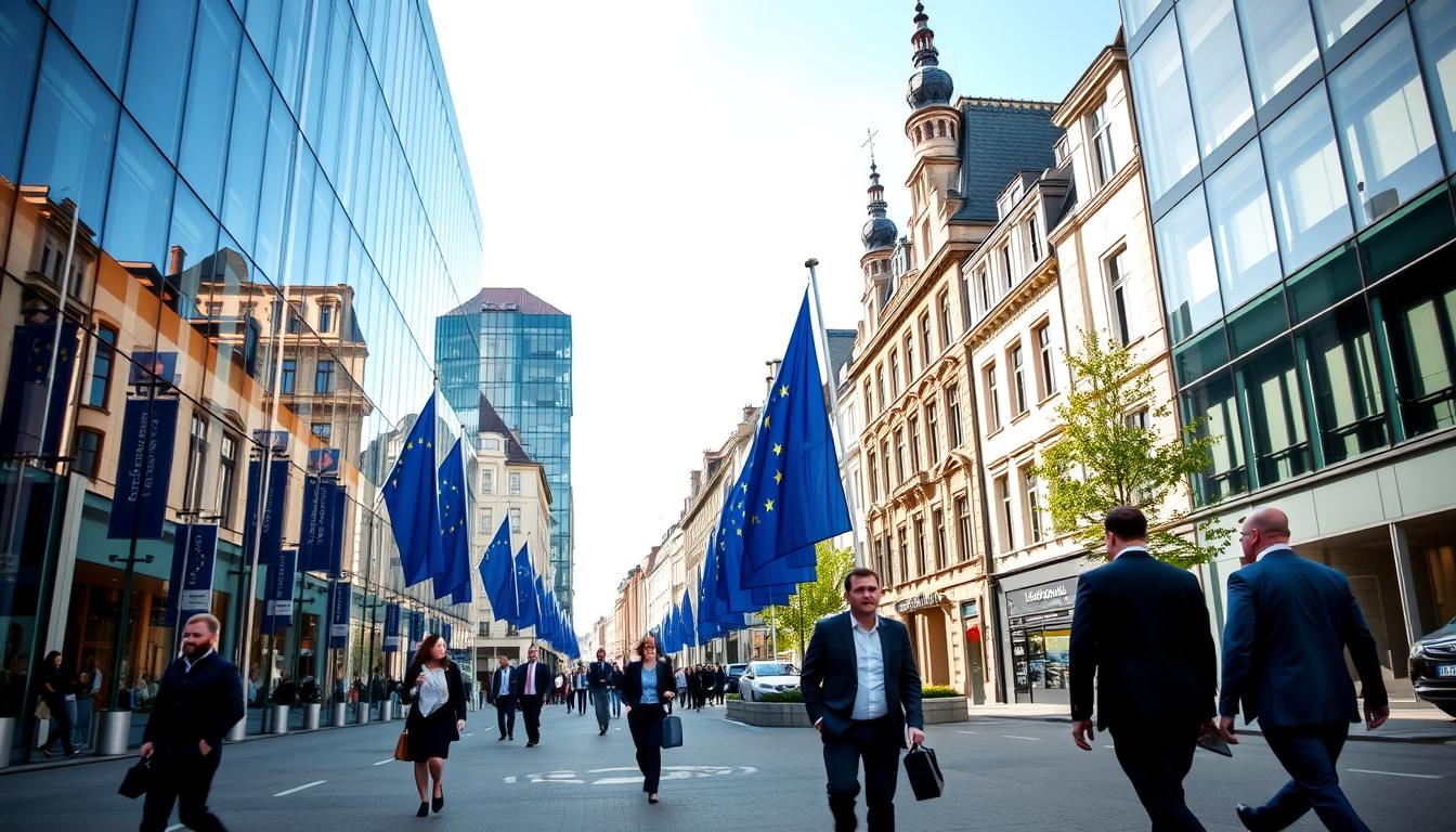 Luxembourg business district with modern office buildings where foreigners can start a business in Luxembourg